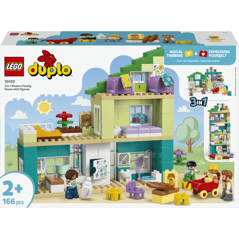 LEGO مجموعة ألعاب بناء LEGO DUPLO Town 3 في 1 منزل عائلة حديثة مع شخصيات 10470 (166 قطعة) - Image 2